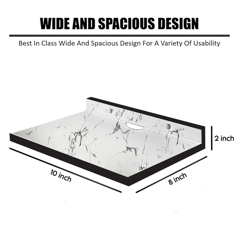 DIME حامل صندوق الإعداد الخشبي الهندسي | حامل صندوق التلفاز المثبت على الحائط لرفوف المنزل لحمل مكبرات الصوت وجهاز التوجيه WiFi ووحدة التحكم في الألعاب وجهاز البث عن بُعد (أبيض) - Image 2