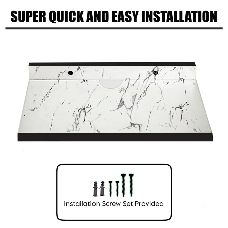 DIME حامل صندوق الإعداد الخشبي الهندسي | حامل صندوق التلفاز المثبت على الحائط لرفوف المنزل لحمل مكبرات الصوت وجهاز التوجيه WiFi ووحدة التحكم في الألعاب وجهاز البث عن بُعد (أبيض) - Image 5