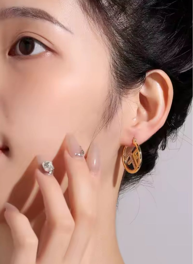 F style Trendy & High Quality Gold Plated Earrings For Women - Image 2