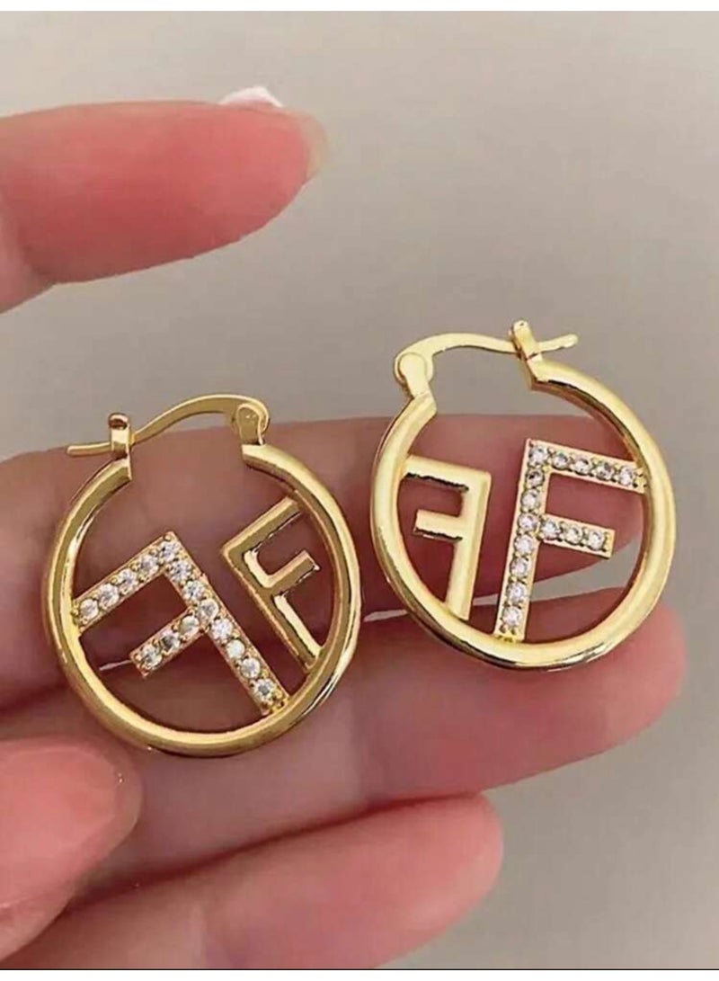 F style Trendy & High Quality Gold Plated Earrings For Women - Image 4