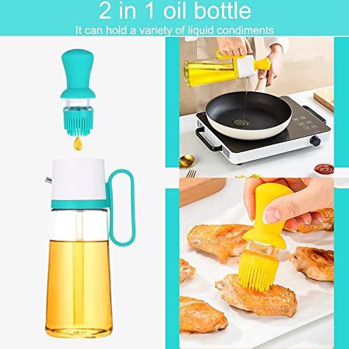 FRENYEAR 2 In1 Glass Olive Oil Dispenser Bottle With Silicone Brush,Silicone Dropper Measuring Oil Dispenser Bottle,for Kitchen Cooking(550ml-Multicolor) - Image 2