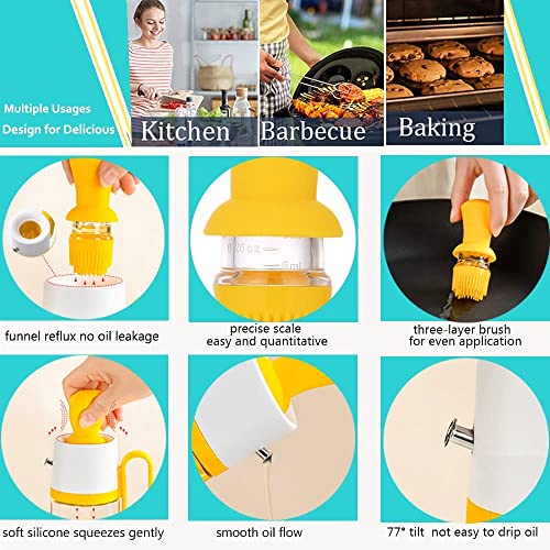 FRENYEAR 2 In1 Glass Olive Oil Dispenser Bottle With Silicone Brush,Silicone Dropper Measuring Oil Dispenser Bottle,for Kitchen Cooking(550ml-Multicolor) - Image 3