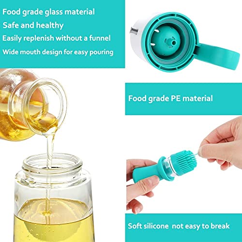 FRENYEAR 2 In1 Glass Olive Oil Dispenser Bottle With Silicone Brush,Silicone Dropper Measuring Oil Dispenser Bottle,for Kitchen Cooking(550ml-Multicolor) - Image 4
