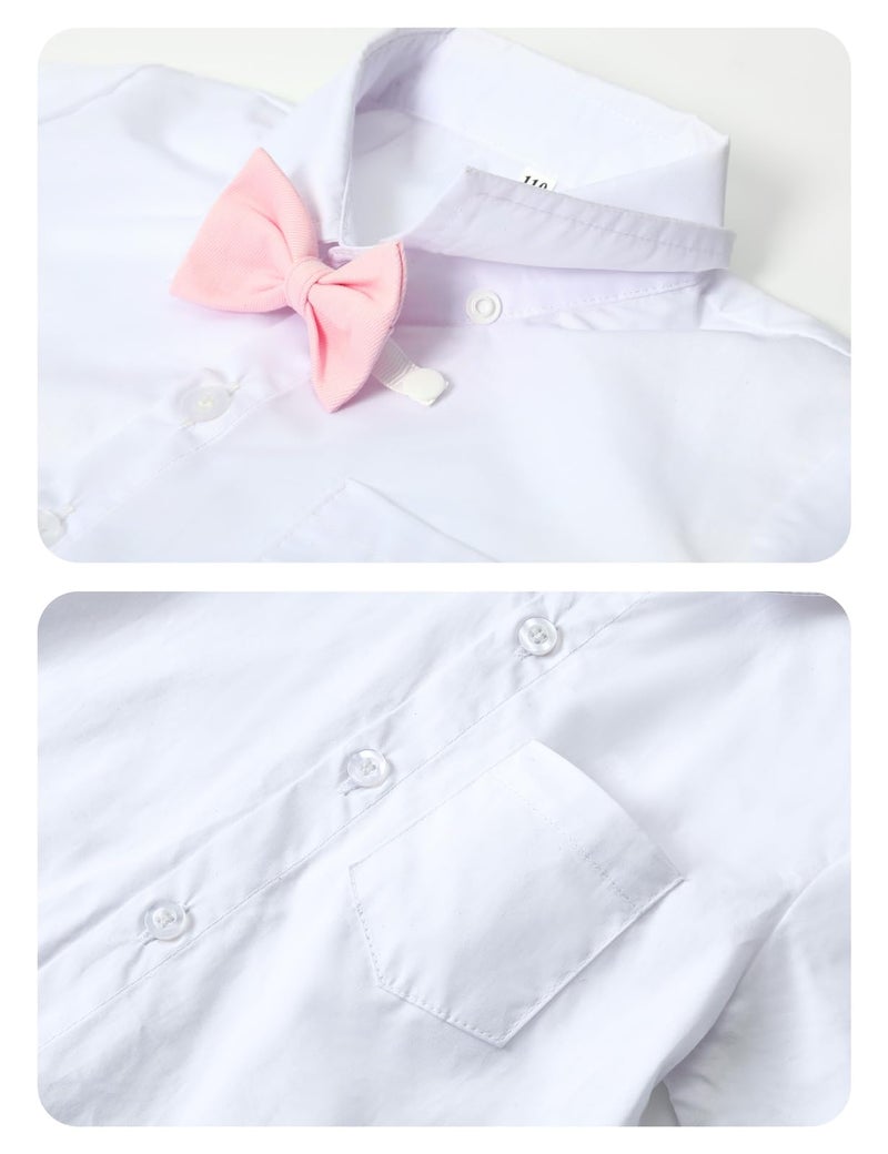 A&J DESIGN Easter Outfit Toddler Boy Baby Gentleman Suspender Formal Wedding Dress Valentine Suit Pink 3-4T - Image 5