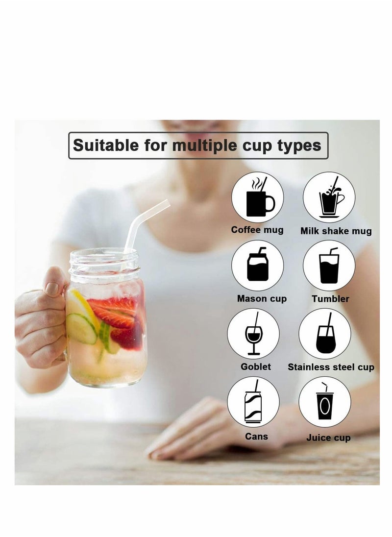 Generic 6Pcs Reusable Glass Straws for Milkshakes, Frozen Drinks, Smoothies, Teas, Juices, Diameter 10 mm, with 2 Cleaning Brushes  - Image 2