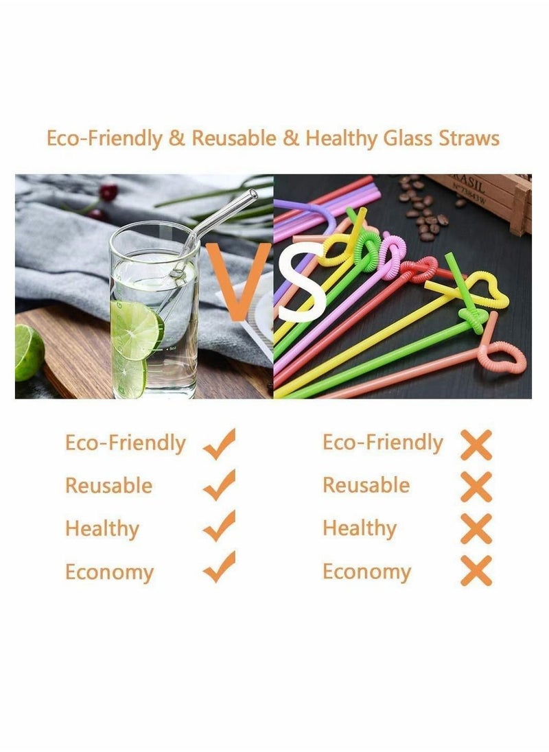 Generic 6Pcs Reusable Glass Straws for Milkshakes, Frozen Drinks, Smoothies, Teas, Juices, Diameter 10 mm, with 2 Cleaning Brushes  - Image 3