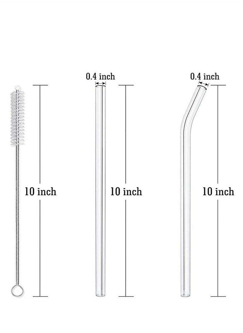 Generic 6Pcs Reusable Glass Straws for Milkshakes, Frozen Drinks, Smoothies, Teas, Juices, Diameter 10 mm, with 2 Cleaning Brushes  - Image 4