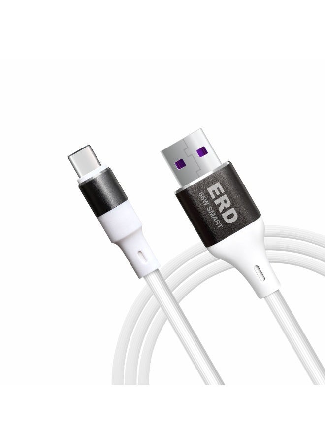 ERD كابل ERD USB-A إلى USB-C، شحن سريع 66 واط ونقل بيانات عالي السرعة | سلك متين وخفيف الوزن بطول متر واحد | عمر افتراضي يصل إلى 15000 انحناءة | للهواتف الذكية والأجهزة اللوحية وغيرها - Image 2