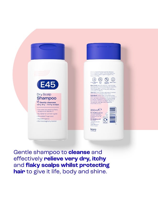 E45 Shampoo, Dry, Itchy Scalp Shampoo, Suitable For Dandruff and Flaky Scalp, Perfume Free, Hypoallergenic, 200ml Shampoo - Image 2