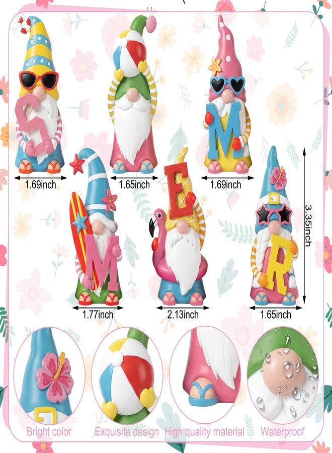 ShinyRelief 6 Pcs Summer Figurines Resin Gnome Tabletop Sea Star Shell Sculpture Decoration Blue Pink Table Centerpiece for Dining Room Home Party Supplies Gifts Decor - Image 4