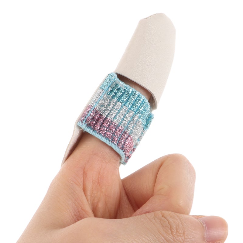 4 pcs PU Fake Leather Finger Protectors Sleeves for Embroidery Sewing Finger Safety Covers Anti- Stick Thimble Guards for DIY Knitting Crafts Home Needlework - Image 2