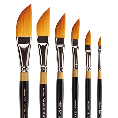 KINGART Premium Original Gold 9800 Series 6 pc. Dagger Striper Brush Set, Synthetic Golden Taklon Hair for Acrylic, Watercolor & Oil, Short Handle, 6 Sizes: 1/8, 1/4, 3/8, 1/2, 5/8, 3/4" - Image 2