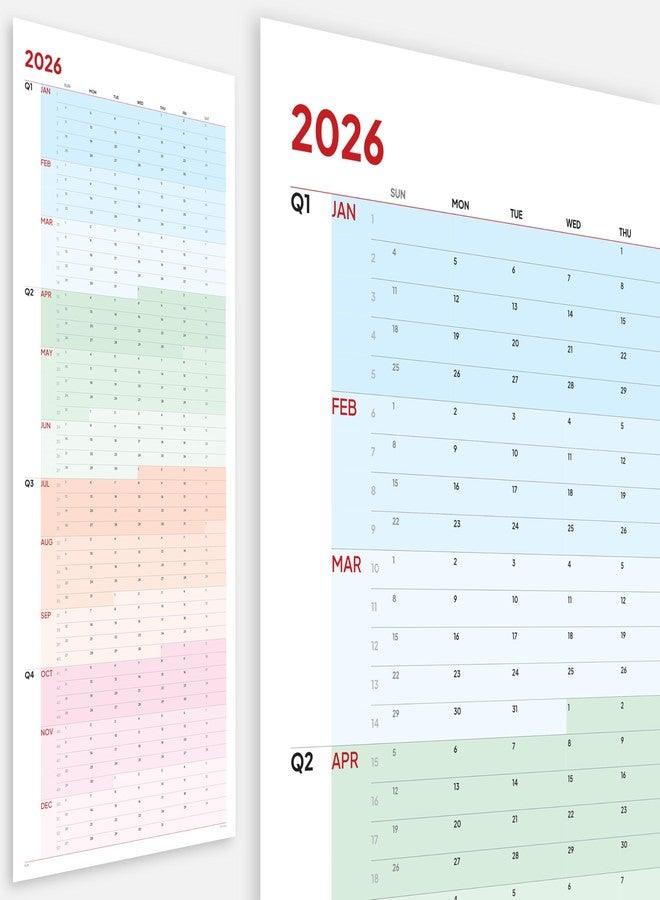 HADIGU تقويم حائط كبير لعام 2026 (39 × 17 بوصة - ملفوف) تقويم قابل للمسح الجاف للحائط، مخطط حائط قابل للمسح، تصميم عمودي، طباعة كبيرة عالية الجودة، تغليف لامع، تصميم متواصل خاص. - Image 1