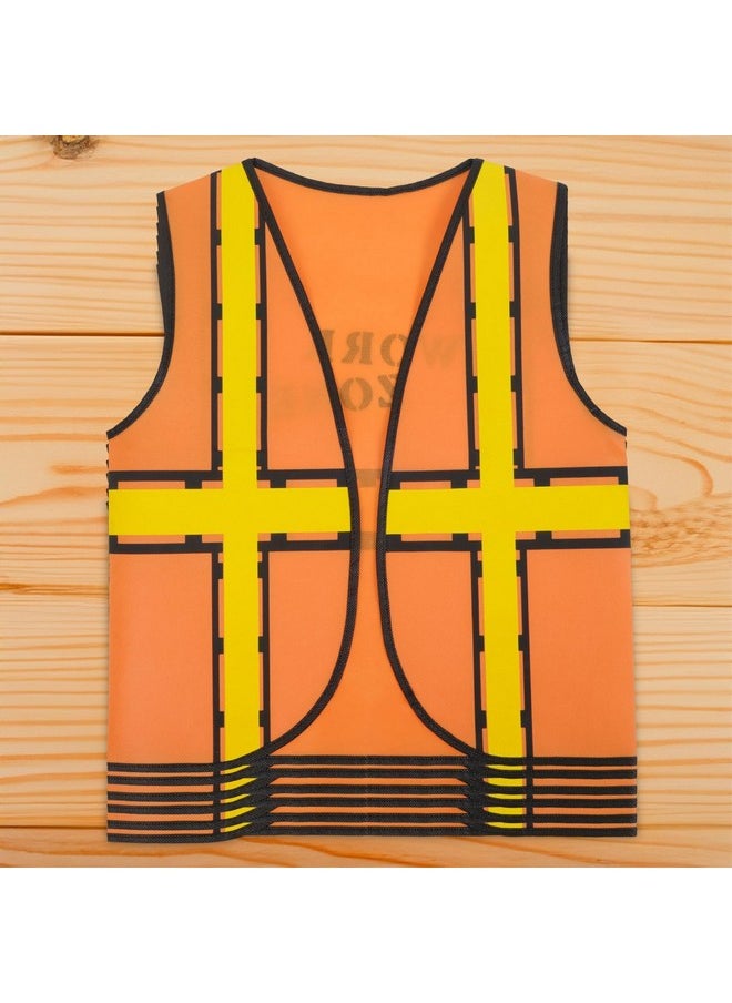 Blue Panda 6 Set Construction Worker Costumes For Kids Vests And Hats For Construction Theme Birthday Dress Up Party  - Image 4