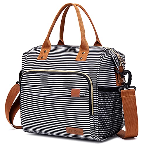 TuErCao Lunch Bag Women Insulated Lunch Box for Work Leakproof Soft Cooler for Picnic Travel Road Trips, Loncheras para Mujer Adult, Stripes - Image 1