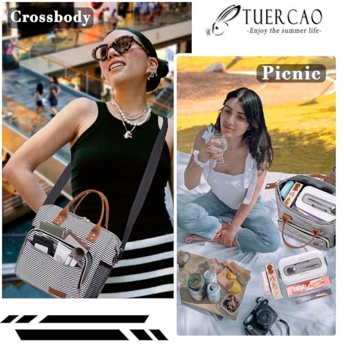 TuErCao Lunch Bag Women Insulated Lunch Box for Work Leakproof Soft Cooler for Picnic Travel Road Trips, Loncheras para Mujer Adult, Stripes - Image 5