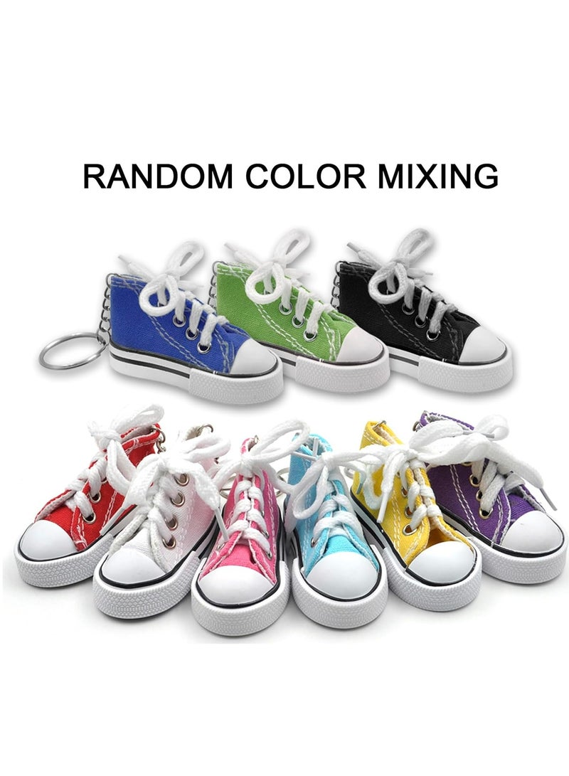 Oasisgalore 8 PCS Mini Canvas Sneaker Keychains - 3" Random Color Shoe Key Rings, Festival Party Decorations for Kids. - Image 3