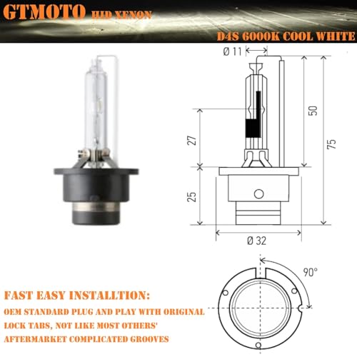 GTMOTO for 2007 2008 2009 2010 2011 2012 2013-2016 Lexus IS350 LS460 Headlights Low Beam with D4S Xenon HID Bulb, LS 460 IS 350 OE 35W AFS Headlamp, 6000K Bright White 90981-20024 Dipped Light, 2-Pack - Image 4