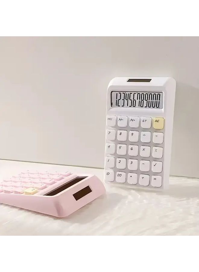 Pink Solar 12 Digit Large Button Scientific Calculator Dual Power High Definition Display - Image 4