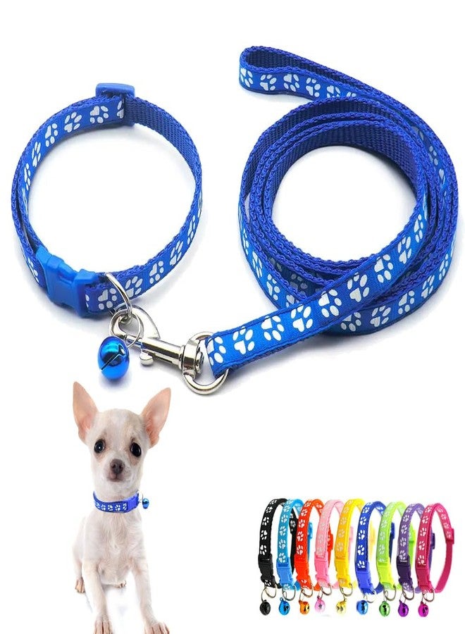 Weimostar Dark Blue Puppy Collar with Bell Leash Set, Kitten Collar with Bell Nylon Soft Adjustable Buckle for XXS XSmall Tiny Boy Girl Pets Female Cats Chihuahua X-Small - Image 1