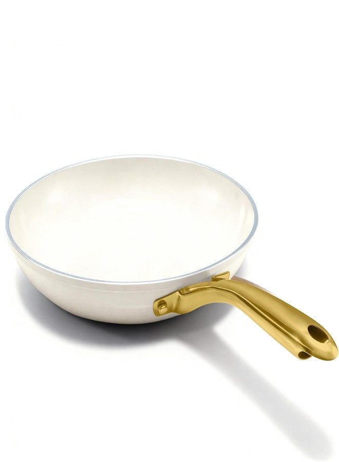 جوثام ستيل مقلاة جوثام ستيل غير لاصقة مقاس 12 بوصة، مصنوعة من السيراميك المقوى بالألماس، آمنة للغسل في غسالة الأطباق، لون أبيض كريمي، خالية من حمض البيرفلوروكتانويك (PFOA). - Image 1
