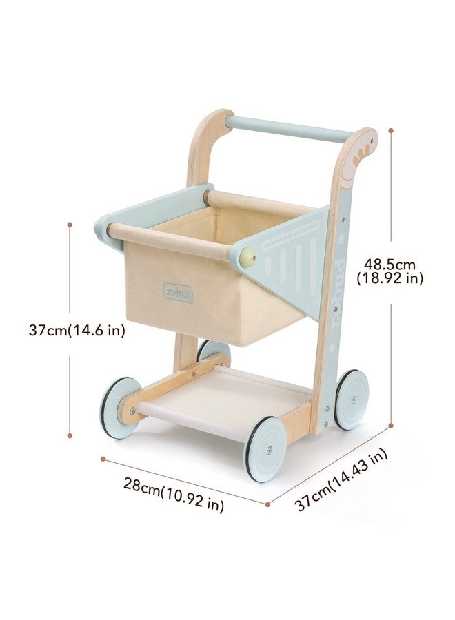 روبود مشاية أطفال خشبية للبنات والأولاد عربة تسوق خشبية للأطفال الصغار ألعاب مشاية تعليمية لمدة 10 أشهر وسنة واحدة - Image 2