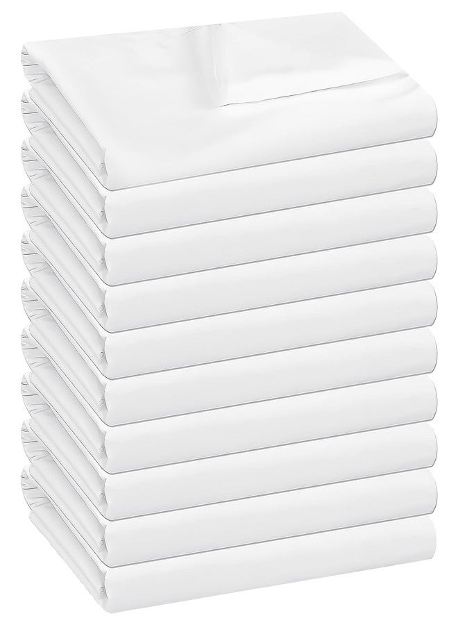 KisSealed 10 Pack White Flat Sheets Bulk Only Twin Size,Soft Microfiber Bedding Sheet for Home Salons HotelsGuests and Vacation Rentals, Wrinkle Free, Hotel Airb&bs Essentials for Hosts, 66"x96" - Image 1