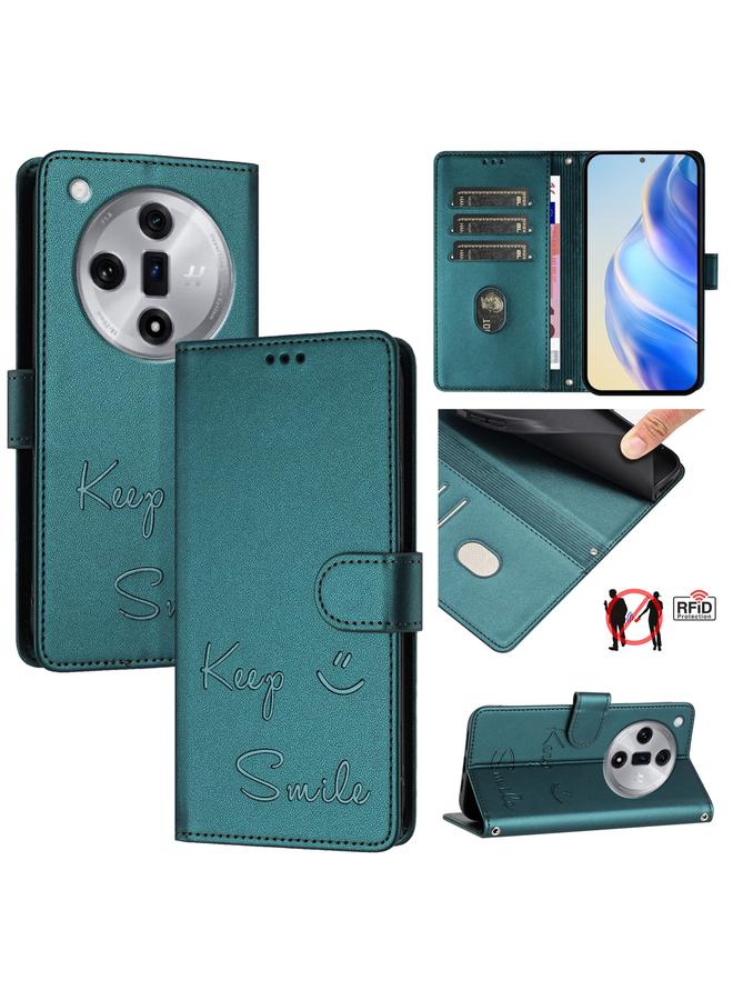 اس-توب جراب هاتف OPPO Find X7 من الجلد بنقش ابتسامة بتقنية RFID - Image 1