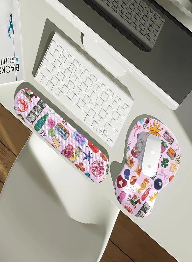 Mechanical Cattle Cute Mousepad with Wrist Rest for Computer Keyboard Mouse Pad Ergonomic Pink Kawaii Mousepad, Best Desk Decor Office Girls Pink Desk 2-in-1 Wrist Support Mouse Pad, Soft Gel Material Anti Slip Bottom - Image 3