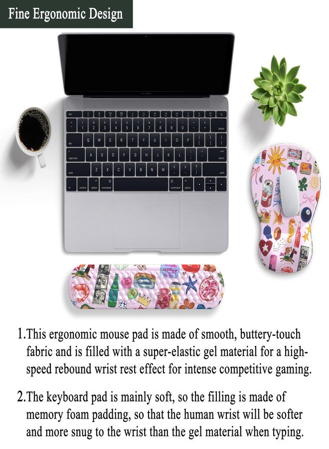Mechanical Cattle Cute Mousepad with Wrist Rest for Computer Keyboard Mouse Pad Ergonomic Pink Kawaii Mousepad, Best Desk Decor Office Girls Pink Desk 2-in-1 Wrist Support Mouse Pad, Soft Gel Material Anti Slip Bottom - Image 4