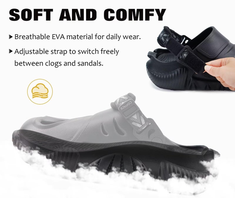 COFACE Mens Recovery Clogs Comfortable Walking Athletic Cushioned Slides Sandals Sport Casual Orthopedic Memory Foam Mules Summer Slip On Outdoor Slippers Plantar Fasciitis Arch Support Black Size 11 - Image 5