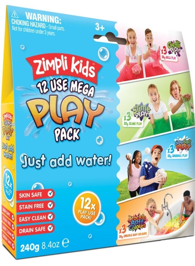 Zimpli Kids 12 Use Mega Play Pack From Zimpli Kids, 3 X Gelli Play, Slime Snoball & Crackle Baff, Children'S Sensory Toy, Educational Learning Activity, Diy Creative Toy - Image 1