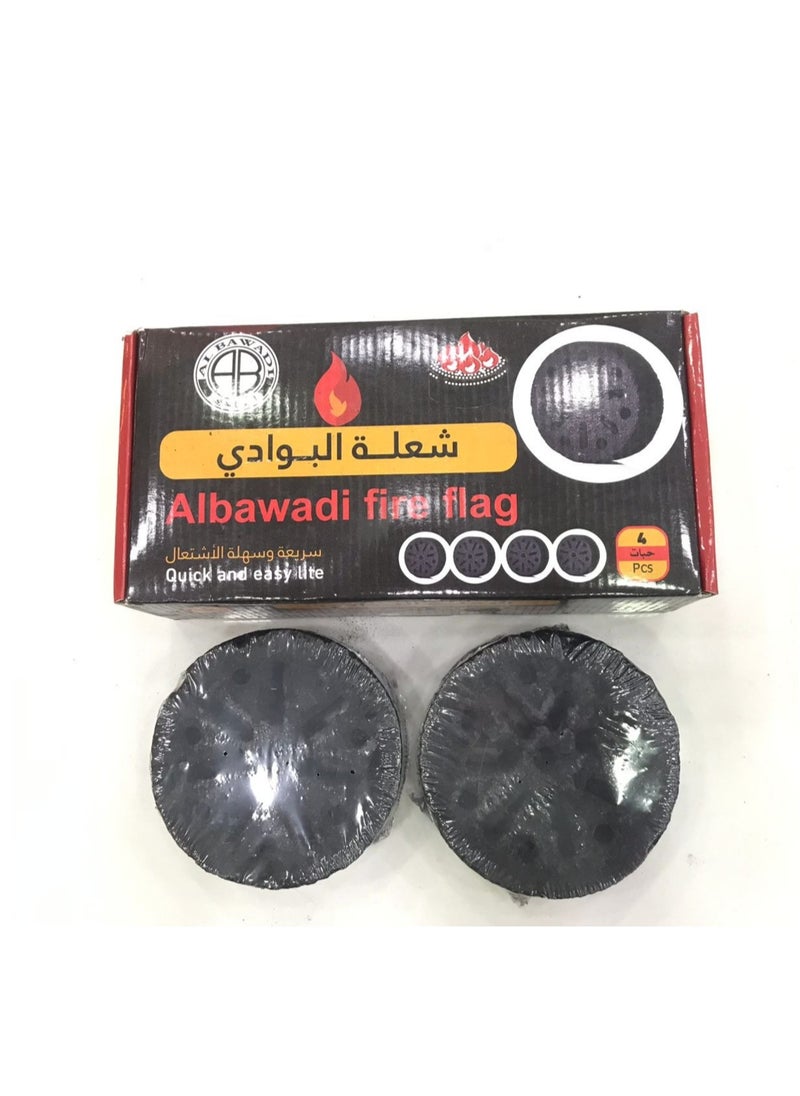 Albawadi - Fire Flag Smokerless Charcoal BBQ Flame Round Coal Charcoal 4PCS - Image 1