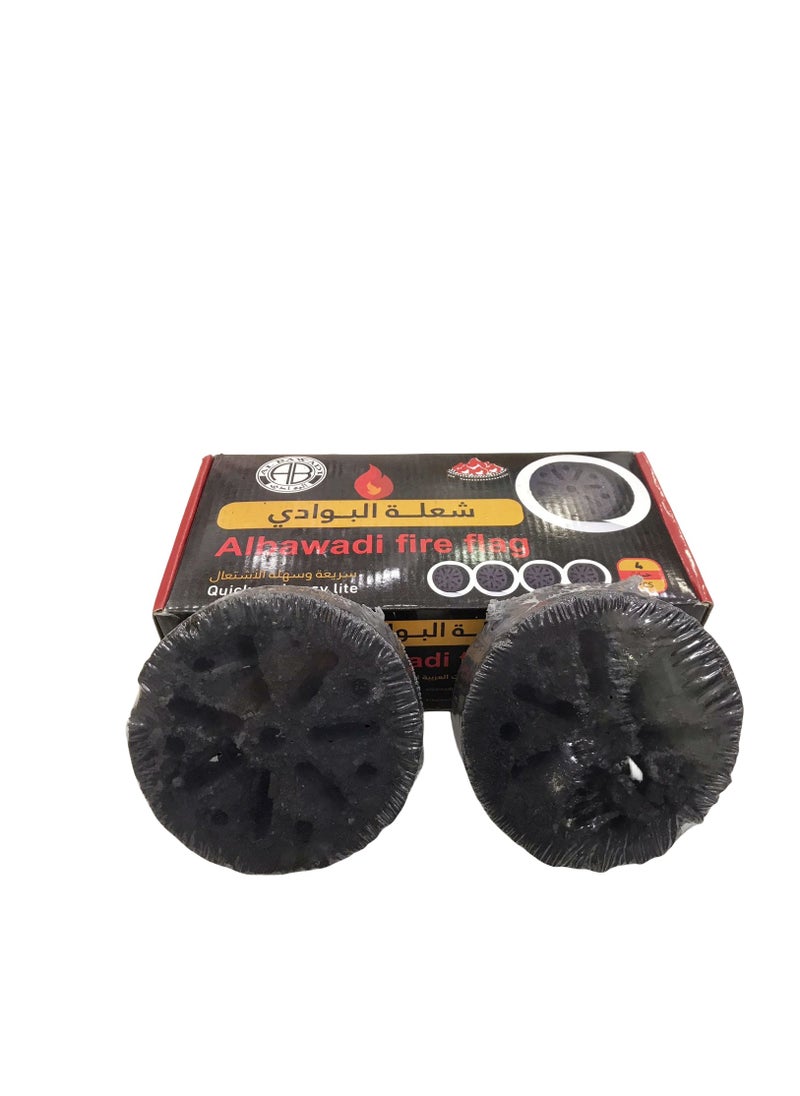 Albawadi - Fire Flag Smokerless Charcoal BBQ Flame Round Coal Charcoal 4PCS - Image 1