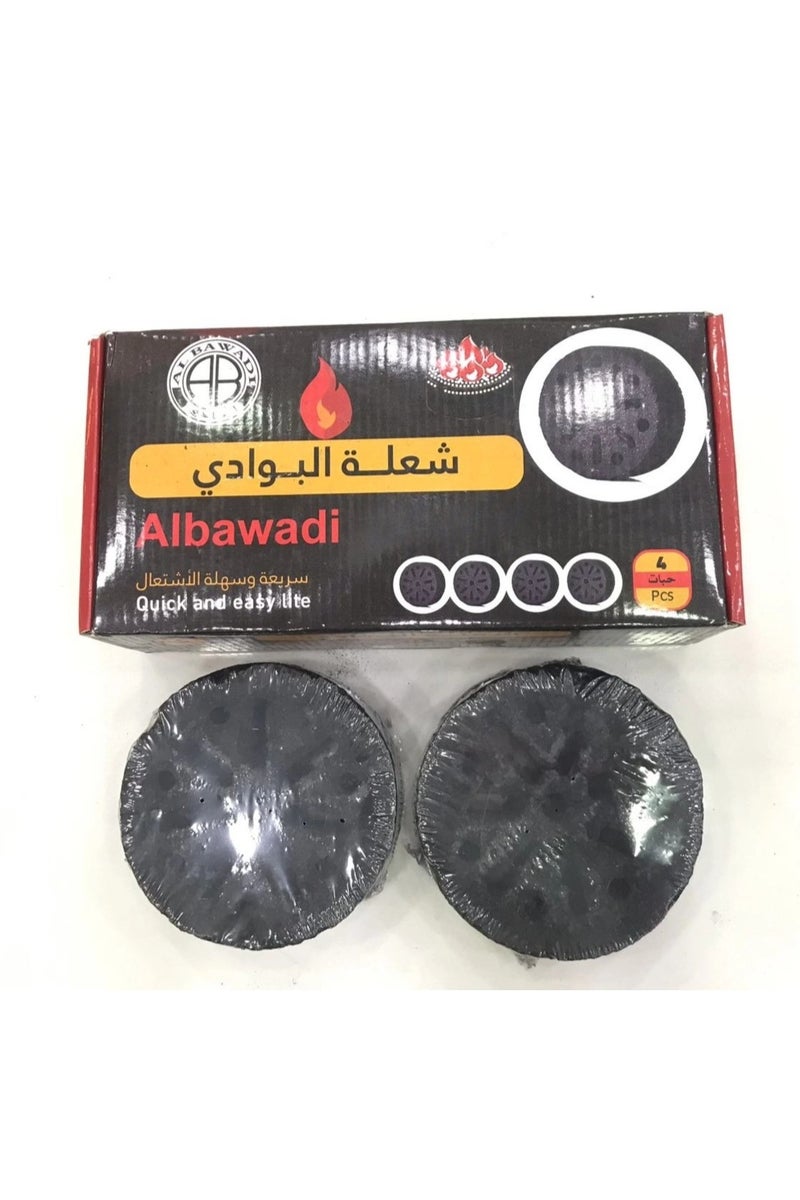 Albawadi Fire Flag Smokerless Charcoal BBQ Flame Round Coal Charcoal 4PCS - Image 1