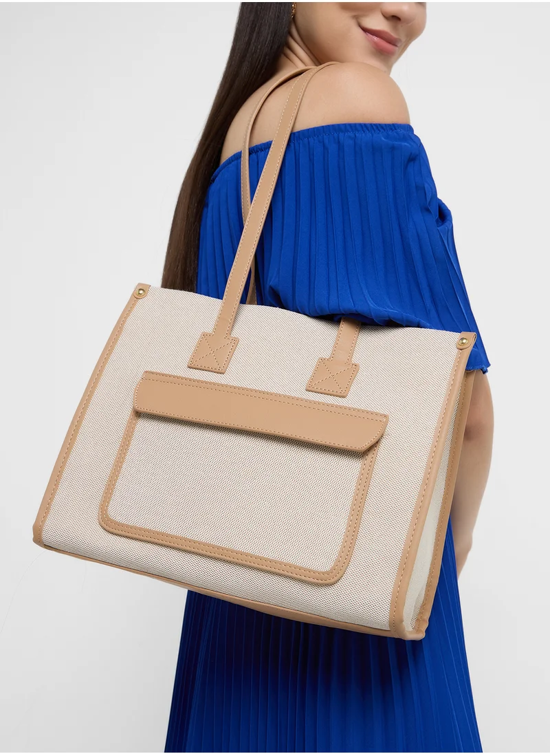 ايلا Color Block Multi Pocket Tote Bag