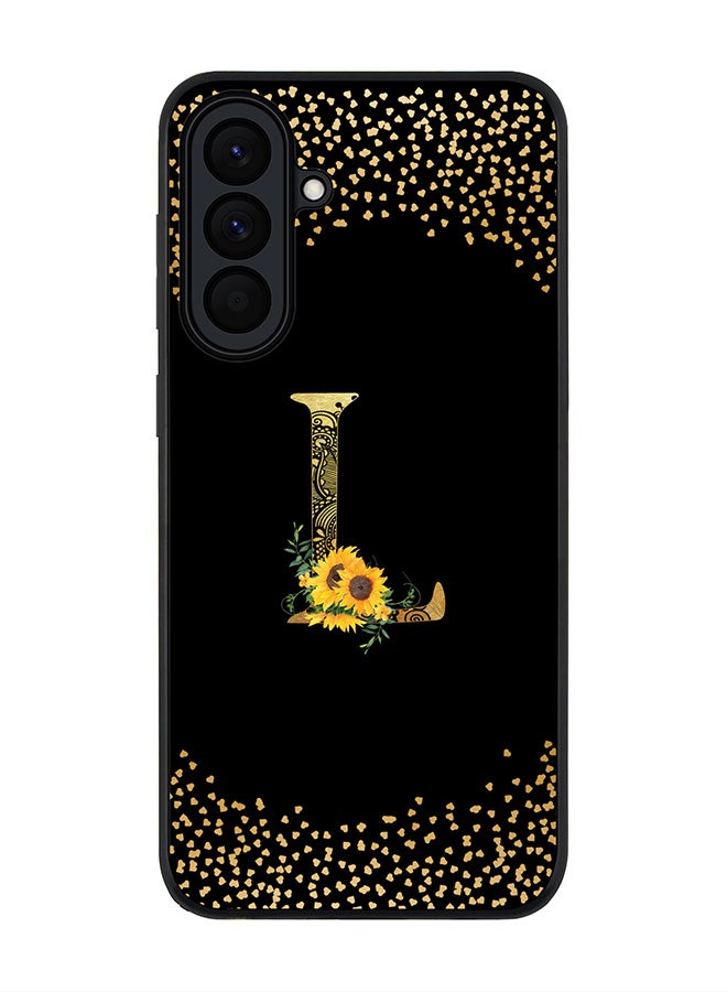 For Samsung Galaxy A57 Case,Slim fit Camera Protection, Shockproof Thin Phone cover  - Custom Floral Monogram - L ( Black )