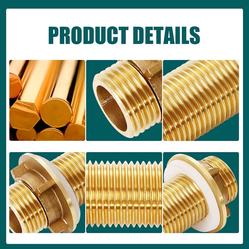 Brass Pipe Jointer Double Male Thread Garden Water Pipe Joint Aquariums Fish Tanks Supply Accessories Jointer - Image 3