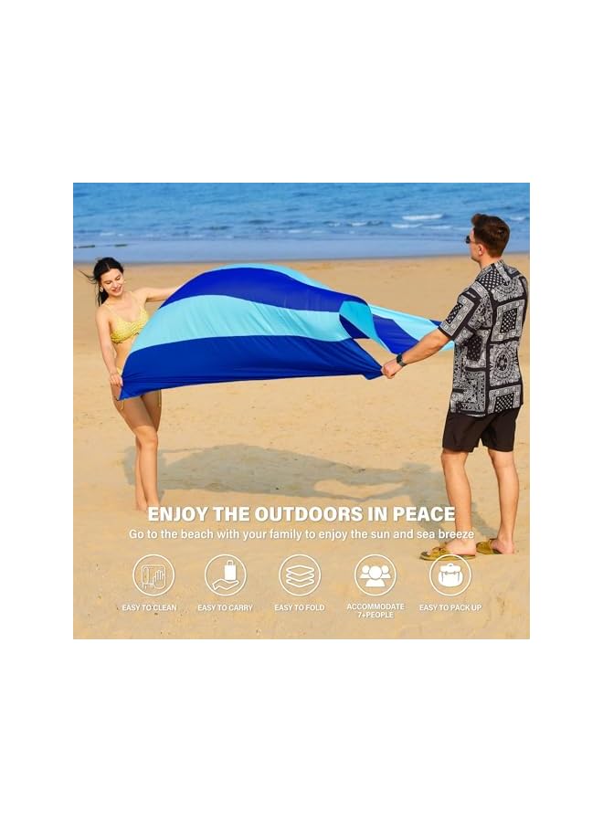 PROMASS Beach Blanket 78''×81'' 4-7 Adults Oversized Lightweight Waterproof Sandproof Large Picnic Mat for Travel Camping Hiking Picnic，Cozy& Chic, 4 Stakes&1 Travel Bag, 1 carabiner - Image 4