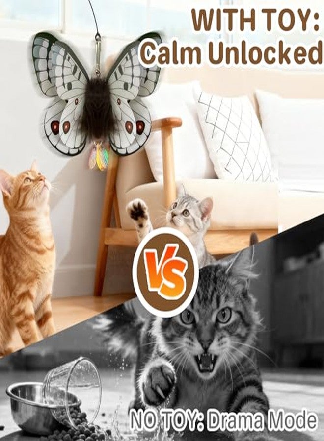 Walfront Interactive Cat Toy Feather Wand with Realistic Butterfly, Durable Flexible Teaser for Indoor Cats & Active Kittens - Keeps Bored Cats Excited, Engaged & Happily Active - Image 4