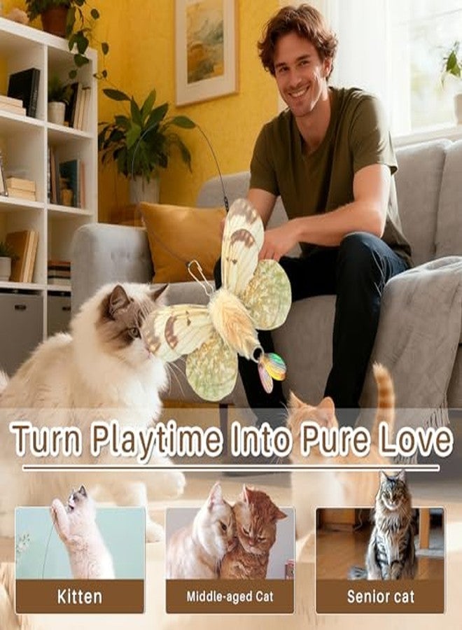 Walfront Interactive Cat Toy Feather Wand with Realistic Butterfly, Durable Flexible Teaser for Indoor Cats & Active Kittens - Keeps Bored Cats Excited, Engaged & Happily Active - Image 5