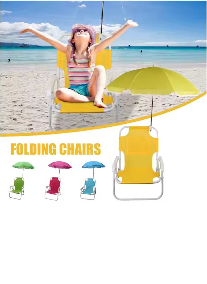 Kids’ Foldable Beach & Camping Chair with 360° Adjustable Umbrella – Lightweight, Portable Outdoor Seat for Sun Protection – Dinosaur Green