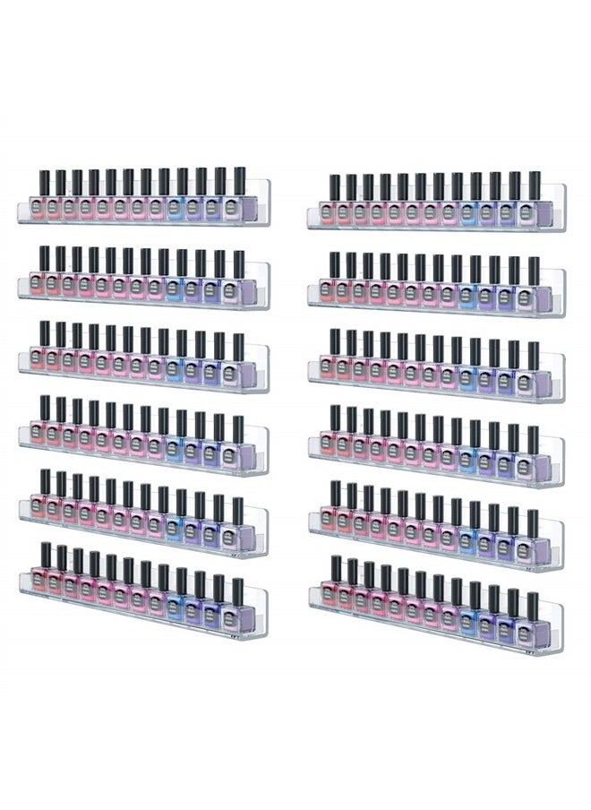 FEMELI - 15 Inch Acrylic Nail Polish Rack Organizer 12 Tier, Clear Wall Mount Essential Oil Shelf Organizer for Home Salon Business Spa - Image 1