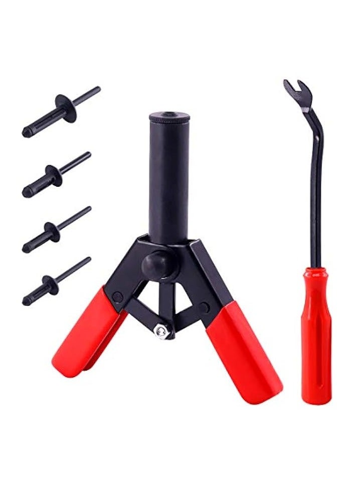 PROMASS 41Pcs Poly Rivet Gun Set with 1Pcs Rivet Removal Tool, Poly Rivet Tool for All Plastic Rivets Safe Metal or Plastic Clips Removal - Free Fastener Remover Included - Image 1