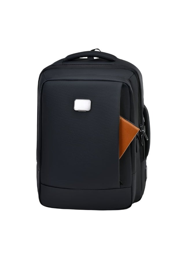 Santhome TURISMO Expandable 17 Inch Business Backpack with Laptop Compartment, USB Charging Port, Briefcase & Shoulder Carry, Water-Resistant Travel Bag for Men, Women Work, Office, Commute – Black - Image 4