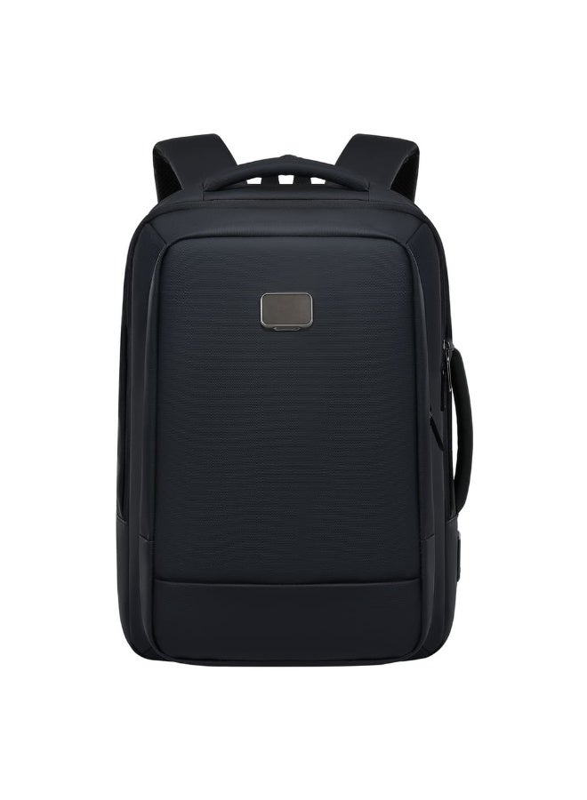 Santhome TURISMO Expandable 17 Inch Business Backpack with Laptop Compartment, USB Charging Port, Briefcase & Shoulder Carry, Water-Resistant Travel Bag for Men, Women Work, Office, Commute – Black - Image 1