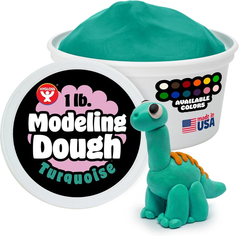 Hygloss Play Modeling Dough for Kids – Safe & Non-Toxic Sensory Dough for Arts and Crafts – 1 lb Tub – Play Clay for Toddler Activities, Preschool Classroom Must-Haves – Turquoise Color, Unscented - Image 1