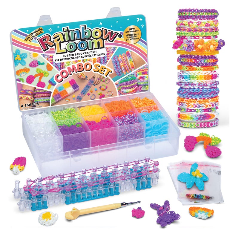 Rainbow Loom Combo Set Features 4000 Colorful Rubber Bands 2 StepbyStep Bracelet Instructions Organizer Case Great Gift for Kids 7 to Promote Fine Motor Skills - Image 2