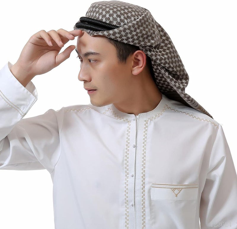 PURFUN Men's Large Arab Shemagh Headscarf Muslim Headcover Shawl Keffiyeh Arabic Scarf - Image 5