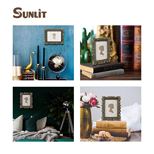 Sunlit Vintage Picture Frame 5x7 Inch, Luxury Antique Photo Frames with Glass Front, Photo Display, Tabletop Wall Hanging, Gift Ideas, Gold and Blue - Image 4